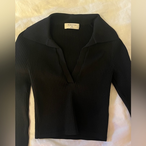 Black babaton sculpt knit polo long sleeve size xxs - Picture 3 of 4